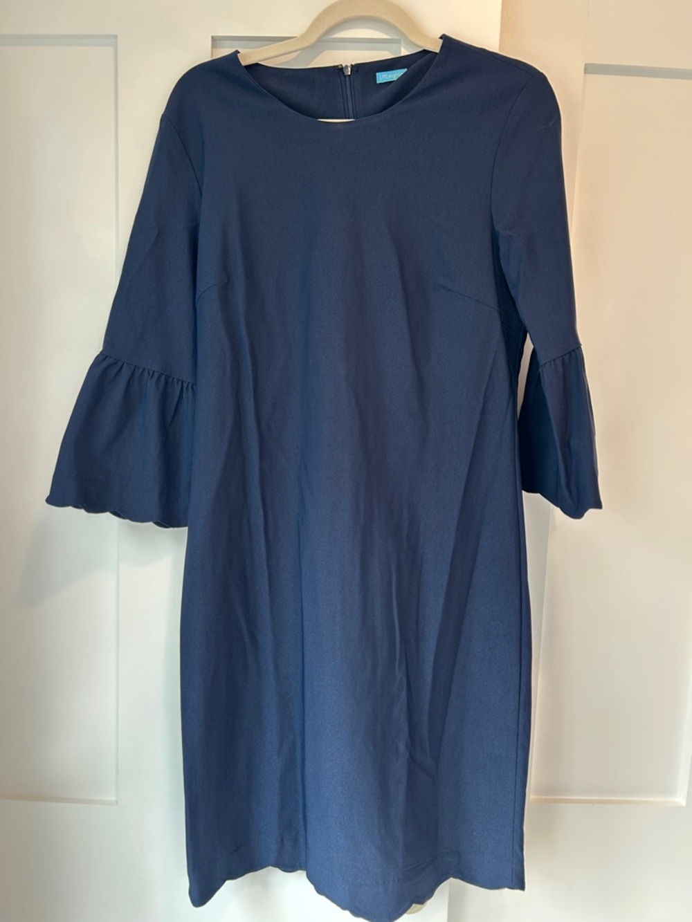 J. McLaughlin Navy Bell-Sleeve Midi Shift Dress